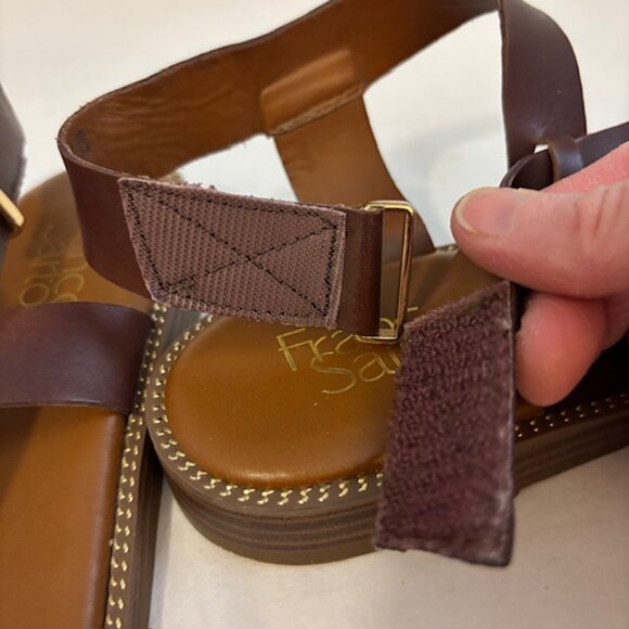 Franco Sarto Glenni Dark Brown Leather Strappy Thong Slingback Sandal Size 7M - Picture 6 of 11